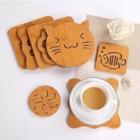 SET 10 MIẾNG LÓT NỒI, LY BẰNG GỖ