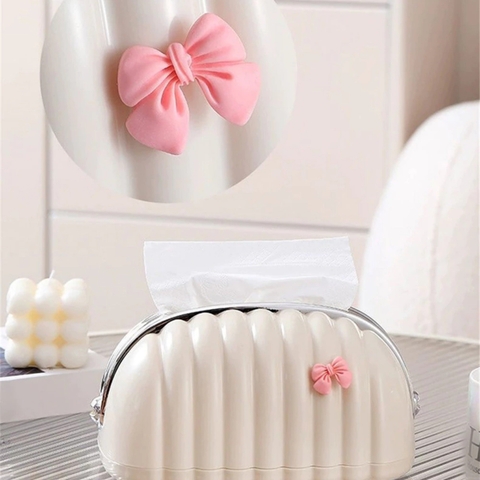 HỘP ĐỰNG KHĂN GIẤY DẠNG TÚI XÁCH KÈM NƠ