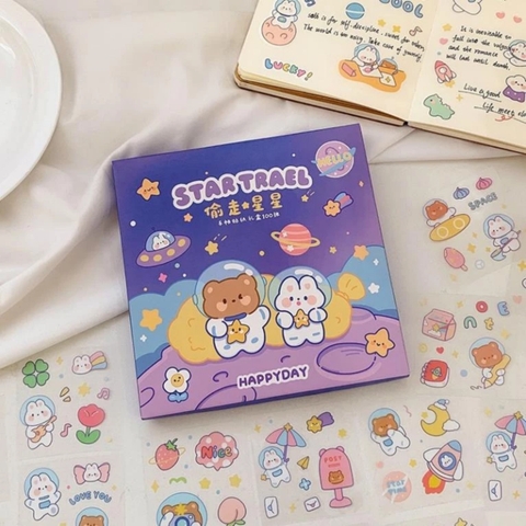 SET 100 STICKER DỄ THƯƠNG KHÔNG THẤM NƯỚC