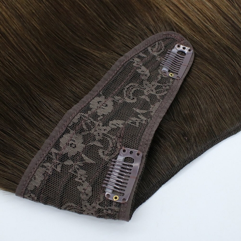 Clip-in Hair extensions Double drawn Brown color Customized net