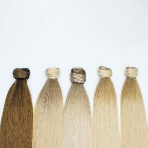 Ponytails Hair Double drawn Multi colors Light blonde