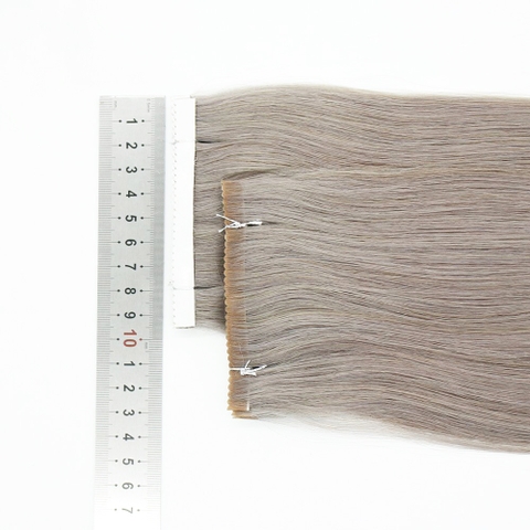 Long Tape in Hair Extension With Customized Edge Double drawn Gray