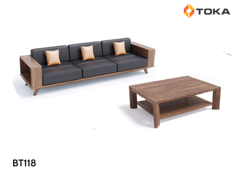 Bàn trà SAPORI mặt gỗ óc chó