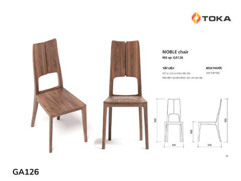 Ghế ăn gỗ óc chó cao cấp NOBLE GA126