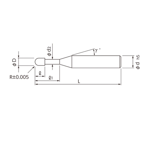 Dao phay cầu R0.5x5- NS Tool MRBH230 - Gia công sau nhiệt