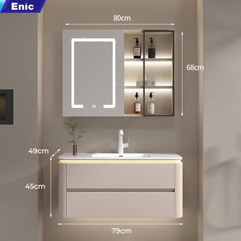 Bộ tủ gương lavabo phòng tắm cao cấp Enic BT Plus 80cm – 100cm