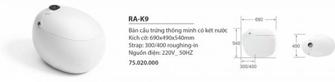 Bàn cầu trứng thông minh có két nước RA-K9