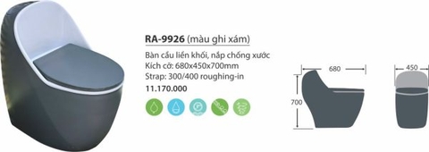 Bàn cầu liền khối RA-9926 (màu ghi xám)