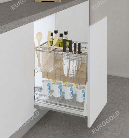 Giá dao thớt nan dẹt inox mờ- Hệ dẫn hướng chống rung EUROGOLD EP20