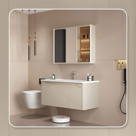 Bộ tủ gương lavabo phòng tắm cao cấp Enic BT11 Mẫu Nâu 70cm – 100cm