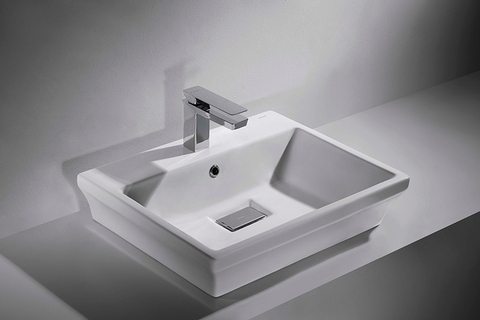Chậu rửa lavabo Bravat C22192W-1-ENG vuông đặt bàn