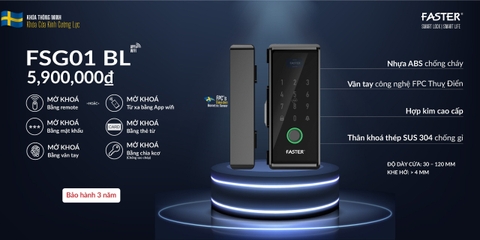 Khoá vân tay cửa kính FSG01 BL