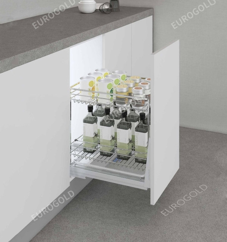 Giá gia vị inox nan vuông ray giảm chấn EUROGOLD ERO2020B2