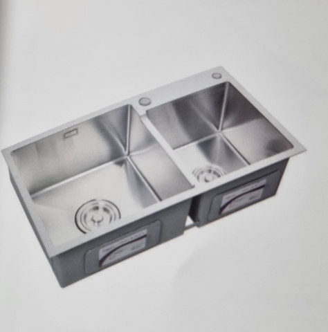 Chậu 2 hố lệch inox 201 SA7843