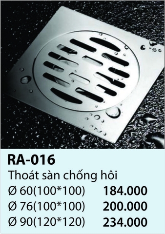 Thoát sàn chống hôi RA-016 (Ø60 / Ø76 / Ø90)