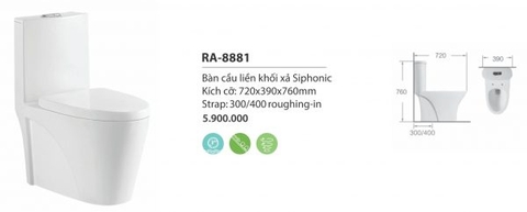 Bàn cầu liền khối xả Siphonic RA-8881