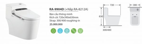 Bàn cầu liền khối nắp thông minh RA-9904D (+Nắp RA-8212A)