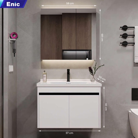 Bộ tủ gương lavabo phòng tắm cao cấp Enic ST01 60cm – 120cm