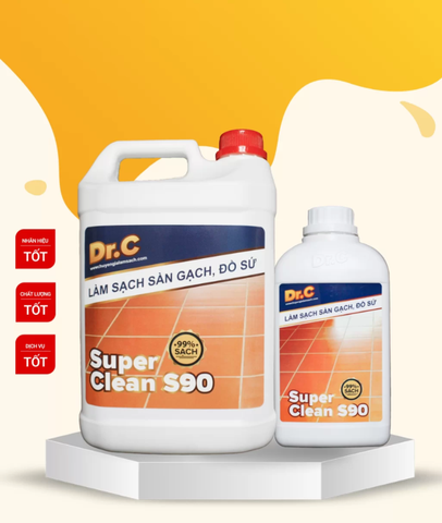 Super Clean S90 Dung Dịch Làm Sạch Các Vết Bẩn Cứng Đầu, Tẩy Xi Măng, Vôi Vữa Trên Bề Mặt Sàn Gạch