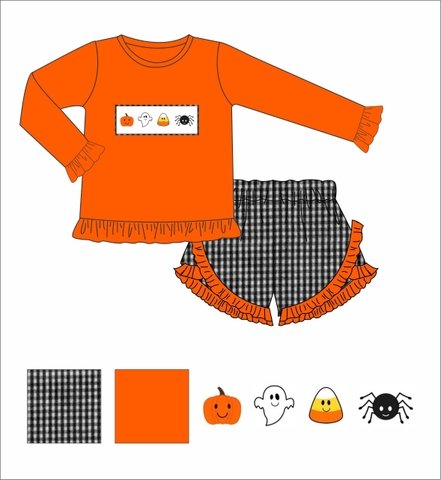 Girl smocked set for Halloween R55