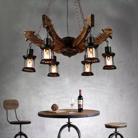 Đèn chùm thả gỗ RUSTIC mẫu mới hiện đại RTC-70