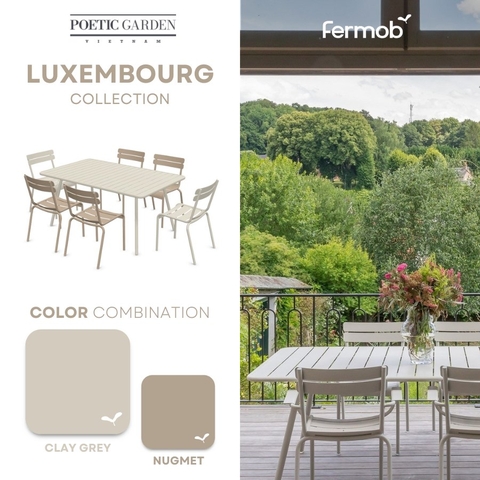Bộ Bàn Ăn sân vườn LUXEMBOURG 1 bàn - 6 ghế đơn có tay
