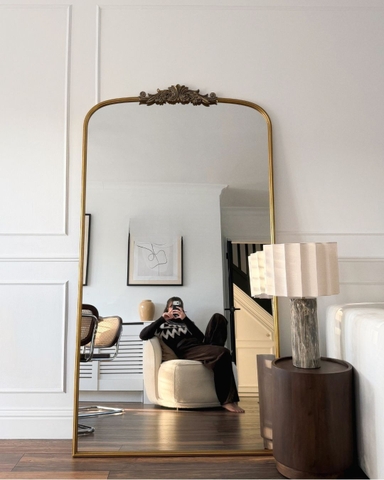 Gương gỗ kiểu âu Full Length Gold Arched Metal Mirror