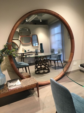 Gương Khung Gỗ thịt Tự Nhiên Treo Tường Cao Cấp An Furniture mẫu tròn lớn