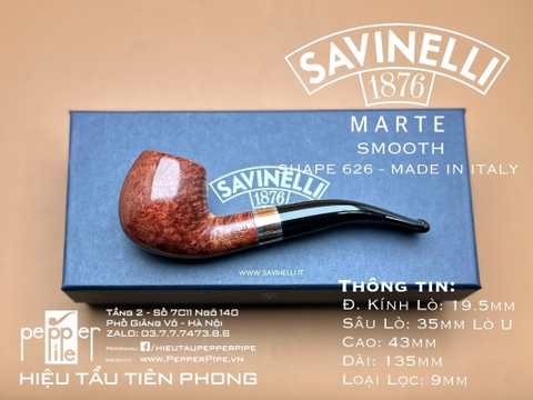 Savinelli Marte Model - Smooth - Shape 626 - Made in Italy