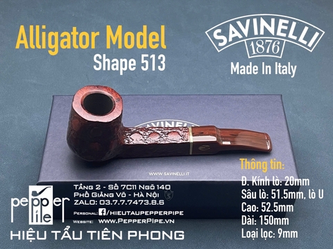 Savinelli Alligator Shape 513 Rusticated