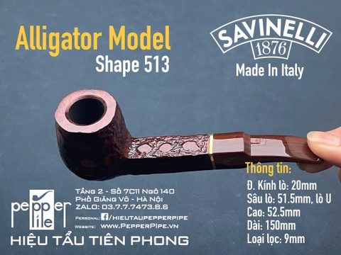 Savinelli Alligator Shape 513 Rusticated