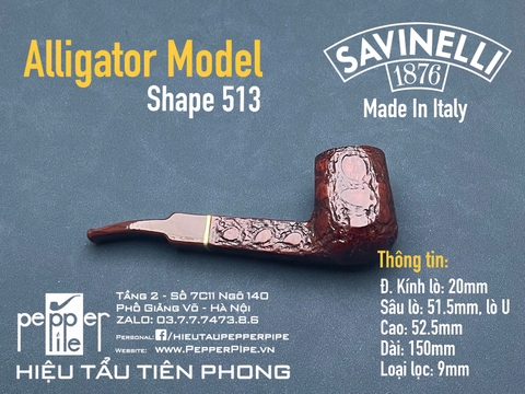 Savinelli Alligator Shape 513 Rusticated