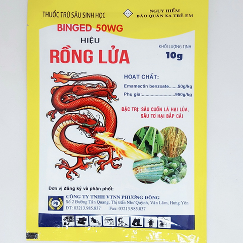 THUỐC TRỪ SÂU SINH HỌC BINGED 50WG HIỆU RỒNG LỬA