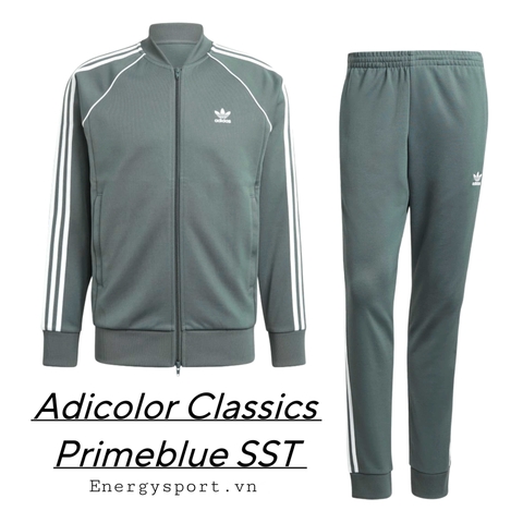 Bộ Quần Áo Thể Thao Unisex Nam Nữ Adidas Adicolor Classic Primeblue SST Track - Màu Xi Măng