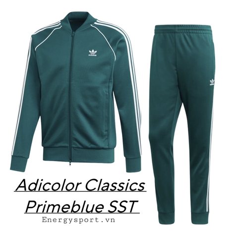 Bộ Quần Áo Thể Thao Unisex Nam Nữ Adidas Adicolor Classic Primeblue SST Track - Màu Xanh