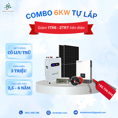 Combo 6KW tự lắp phổ thông- Tiết kiệm, An Toàn, Sinh lời