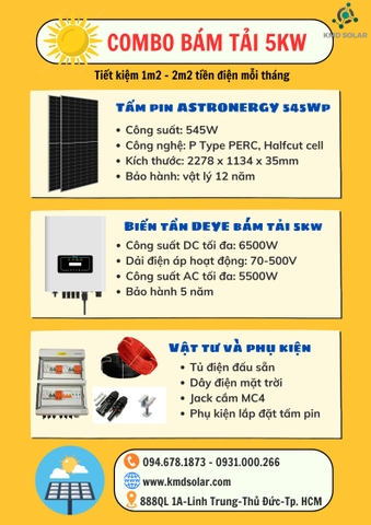 Combo Hệ Thống Điện Năng Lượng Mặt Trời Hòa Lưới 5kWp