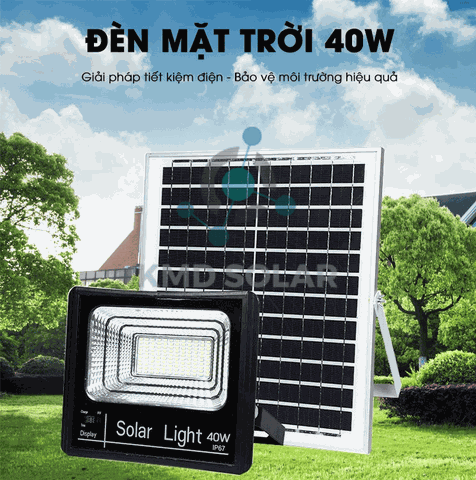 Đèn Pha 40W - Đèn Năng Lượng Mặt Trời Có Hiển Thị Báo Pin