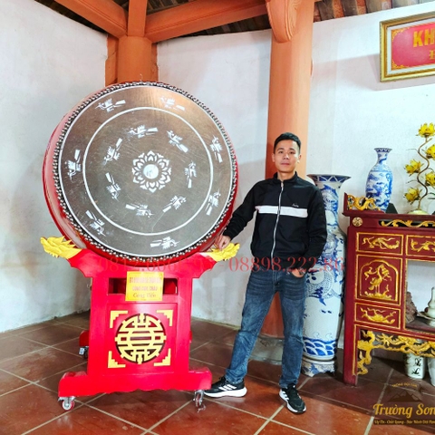 Trống Đình Chùa 100×120cm – Trống Đại Gỗ Mít Da Trâu