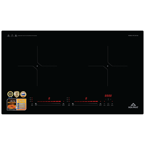 Bếp từ đôi mâm từ đồng nguyên chất với quạt tản nhiệt giúp làm nóng nhanh, bếp hoạt động bền bỉ, gia tăng tuổi thọ