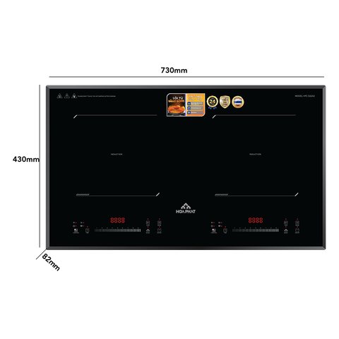 Bếp từ đôi 2 bảng điều khiển cảm ứng chống thấm nước tách biệt 2 vùng nấu dễ dàng sử dụng