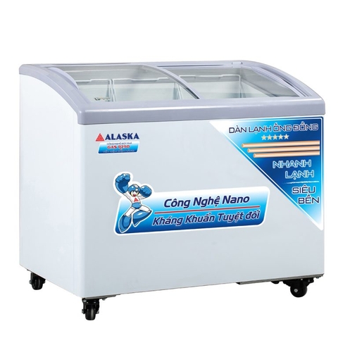 Tủ kem Alaska KC-210C mặt kính cong 210 lít dàn đồng