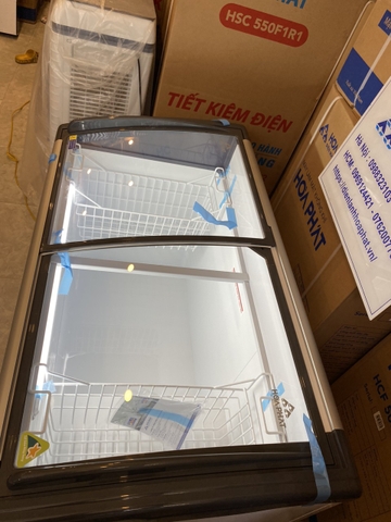 Tủ đông trưng kính cong bày Hòa Phát 1 ngăn đông 2 cánh trượt HSF AD6280.C1 400 lít DÀI 1 MÉT.