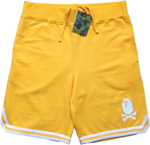 BAPE X PIRATES CROSSBONE BASKETBALL SWEAT SHORT YELLOW