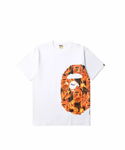 BAPE APE HEAD SIDE FLAME TEE YELLOW WHITE