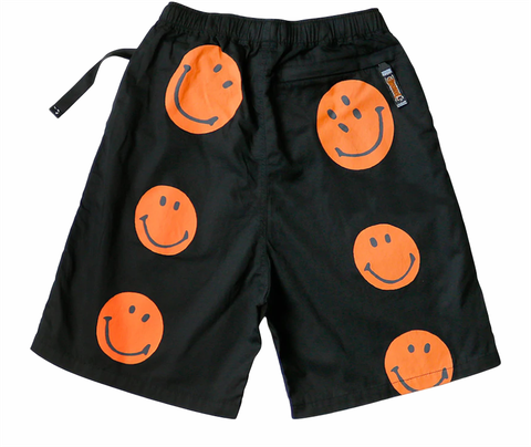 KAPITAL EASY BEACH GO RAIN SMILE SHORTS  BLACK X ORANGE