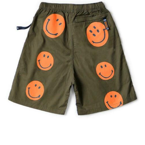 KAPITAL SMILEY ORANGE SHORTS RAIN SMILE OLIVE