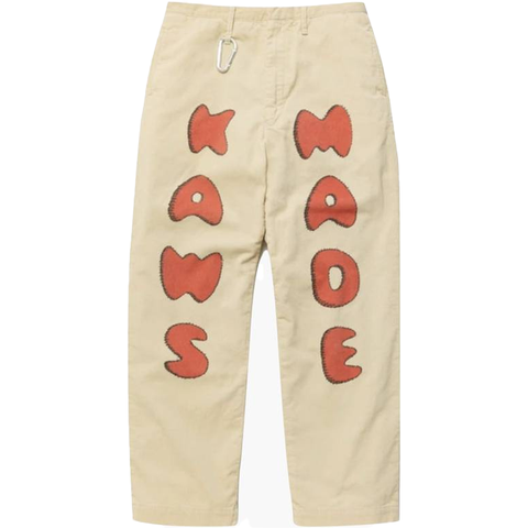 KAWS X HUMAN MADE CORDUROY PRINT PANTS NATURAL