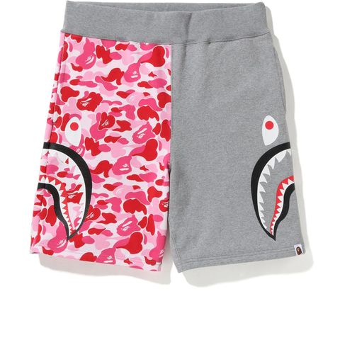 BAPE ABC CAMO SIDE SHARK SWEAT SHORT GREY/PINK CAMO