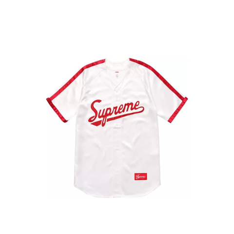 SUPREME SATIN BASEBALL JERSEY WHITE